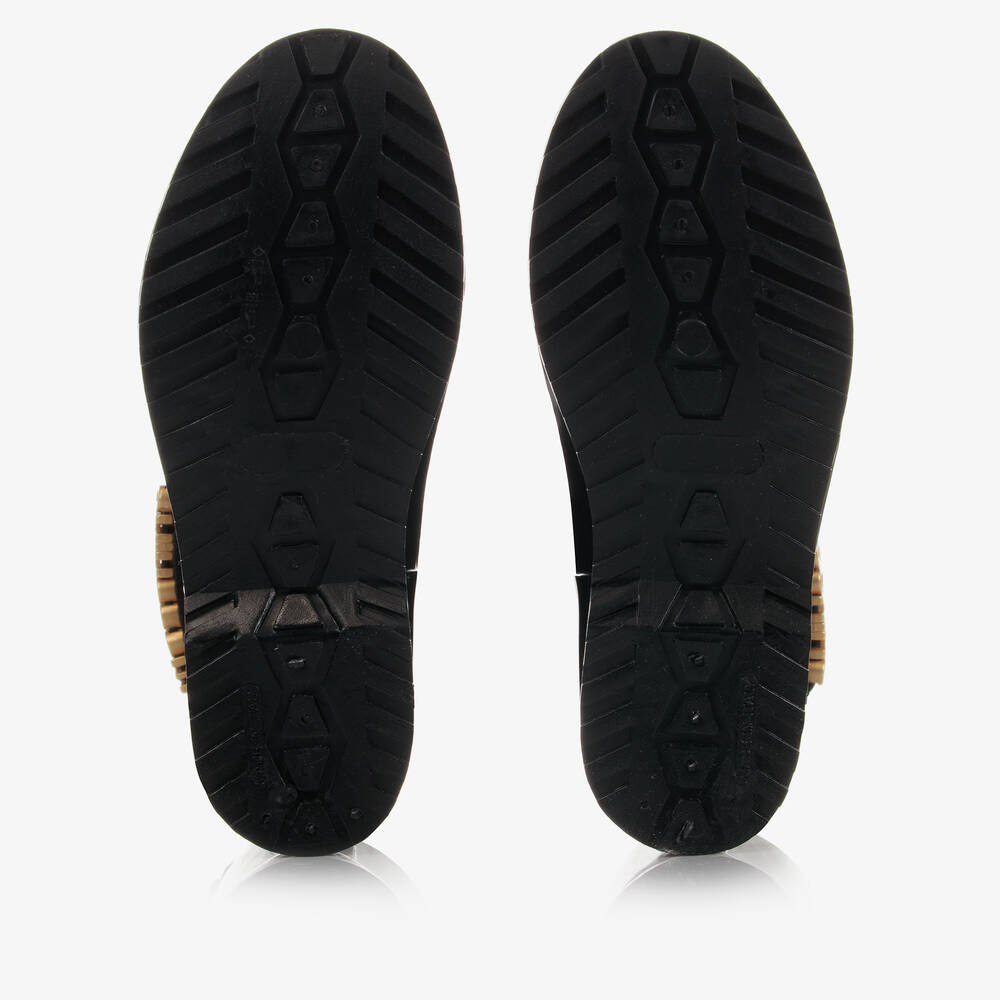 Moschino-Glossy Black Rain Boots | Childrensalon