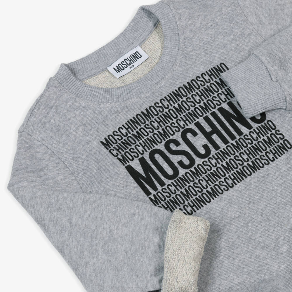 Moschino-Grey Graphic Cotton Tracksuit | Childrensalon