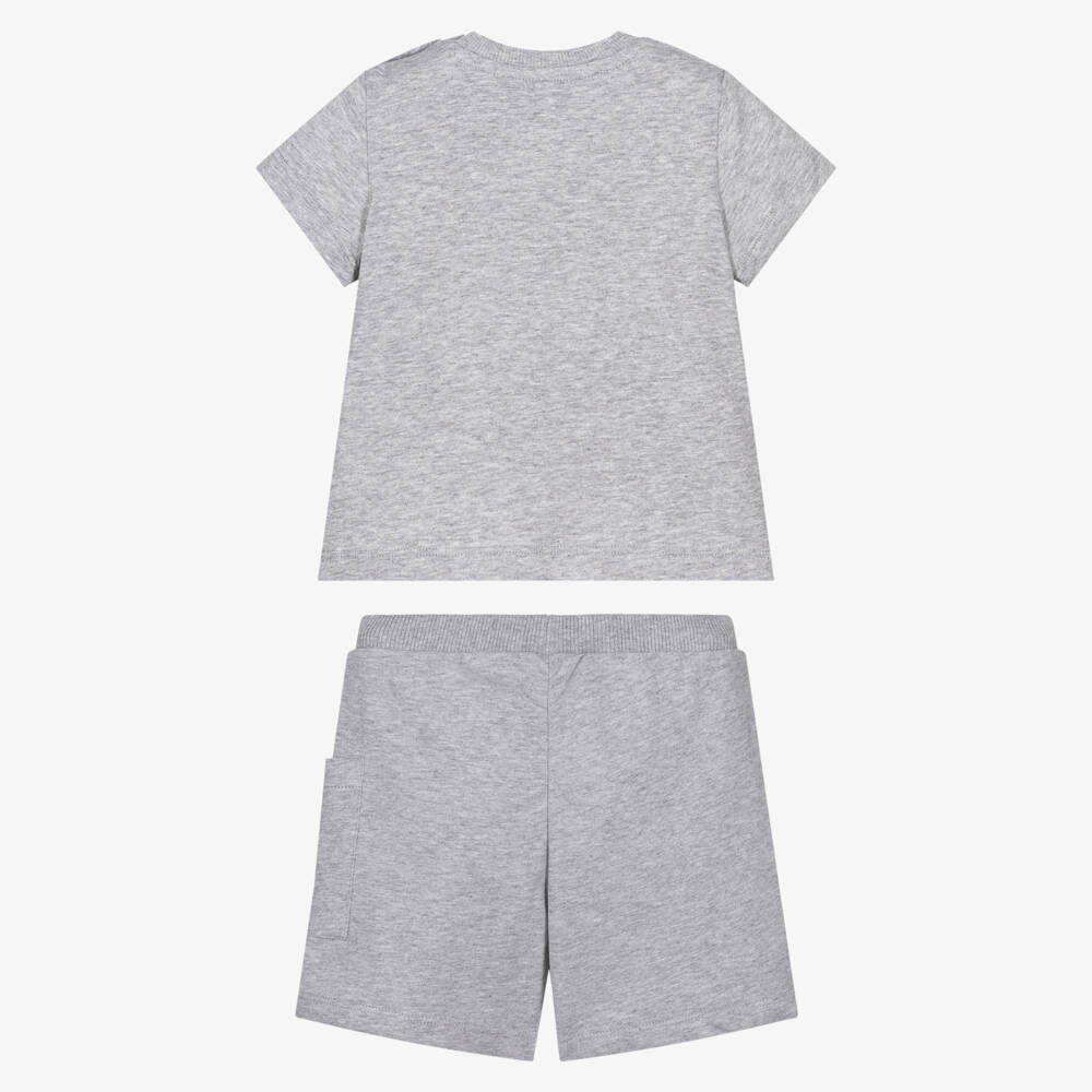 Moschino-Grey Marl Cotton Moschino Teddy Bear Shorts Set | Childrensalon