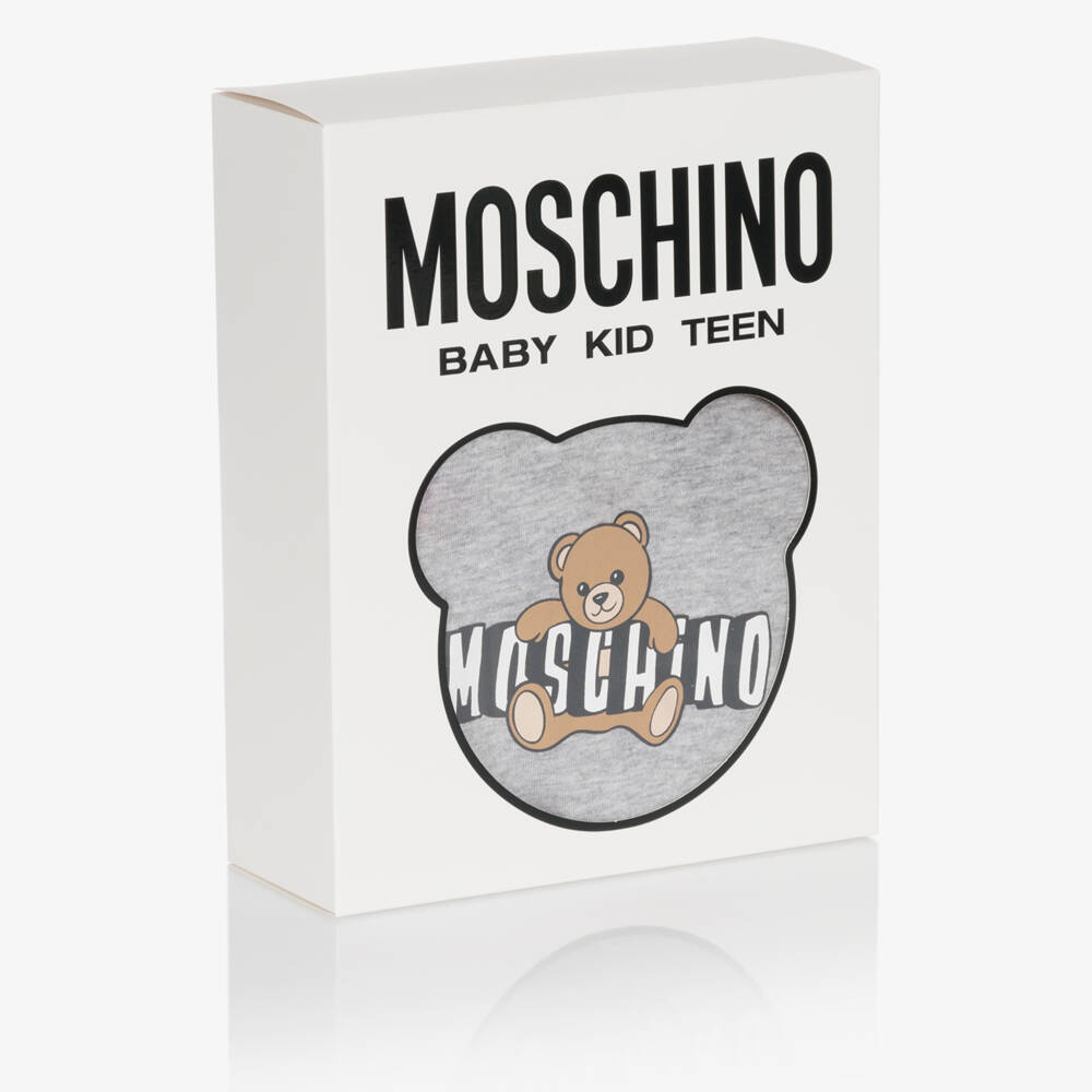 Moschino-Grey Marl Cotton Moschino Teddy Bear Shorts Set | Childrensalon