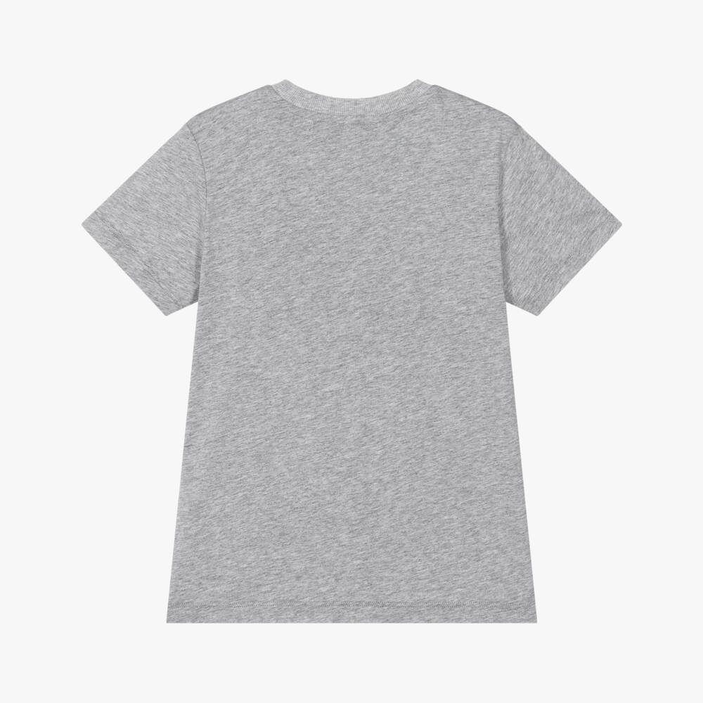 Moschino-Grey Marl Cotton T-Shirt with Popcorn Graphic | Childrensalon