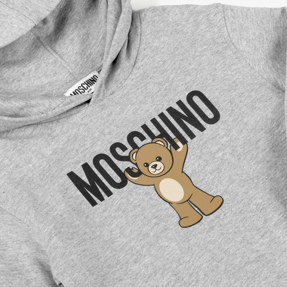 Moschino-هودي بشعار دب تيدي لون رمادي مارل للأولاد | Childrensalon
