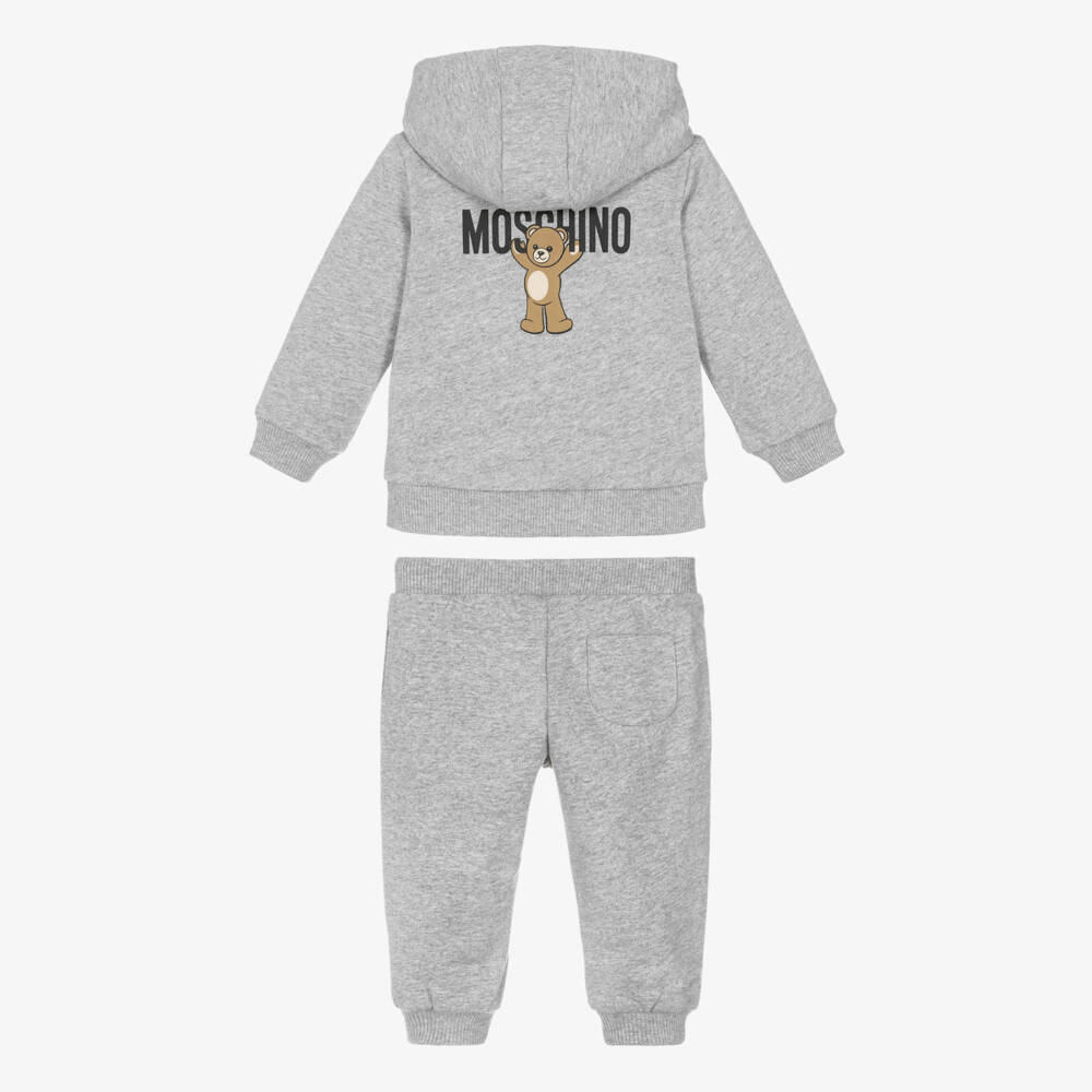 Moschino-بدلة رياضية بشعار دب تيدي لون رمادي للأطفال | Childrensalon