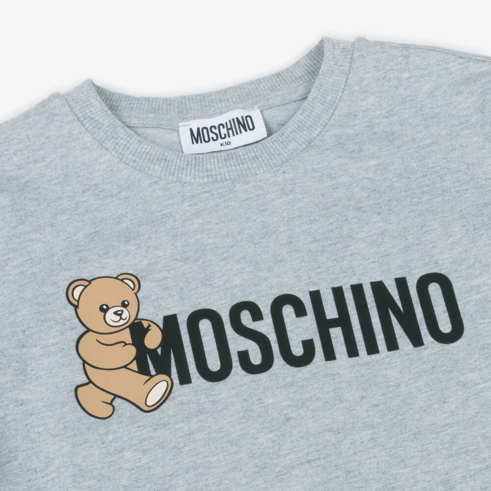 Moschino-تيشيرت بشعار الدب تيدي لون رمادي | Childrensalon