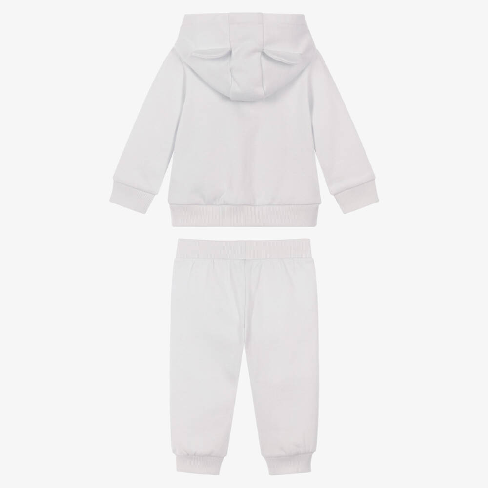 Moschino-Ice Grey Cotton Teddy Bear Tracksuit | Childrensalon