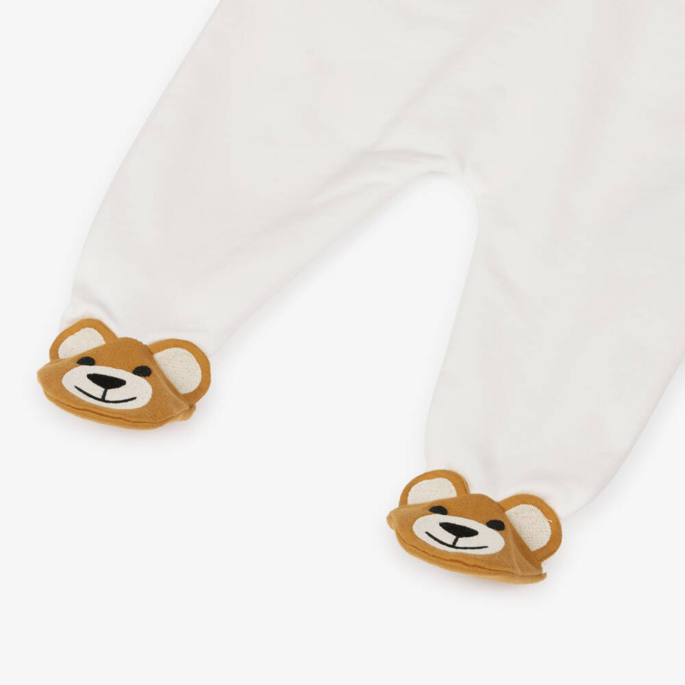Moschino-Ivory Bear & Rainbow Cotton Babysuit Gift Set | Childrensalon