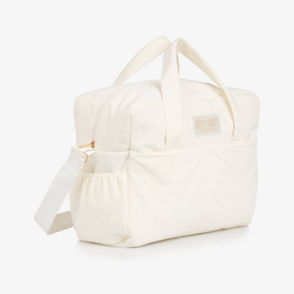 Moschino-Ivory Corduroy Baby Changing Bag (50cm) | Childrensalon