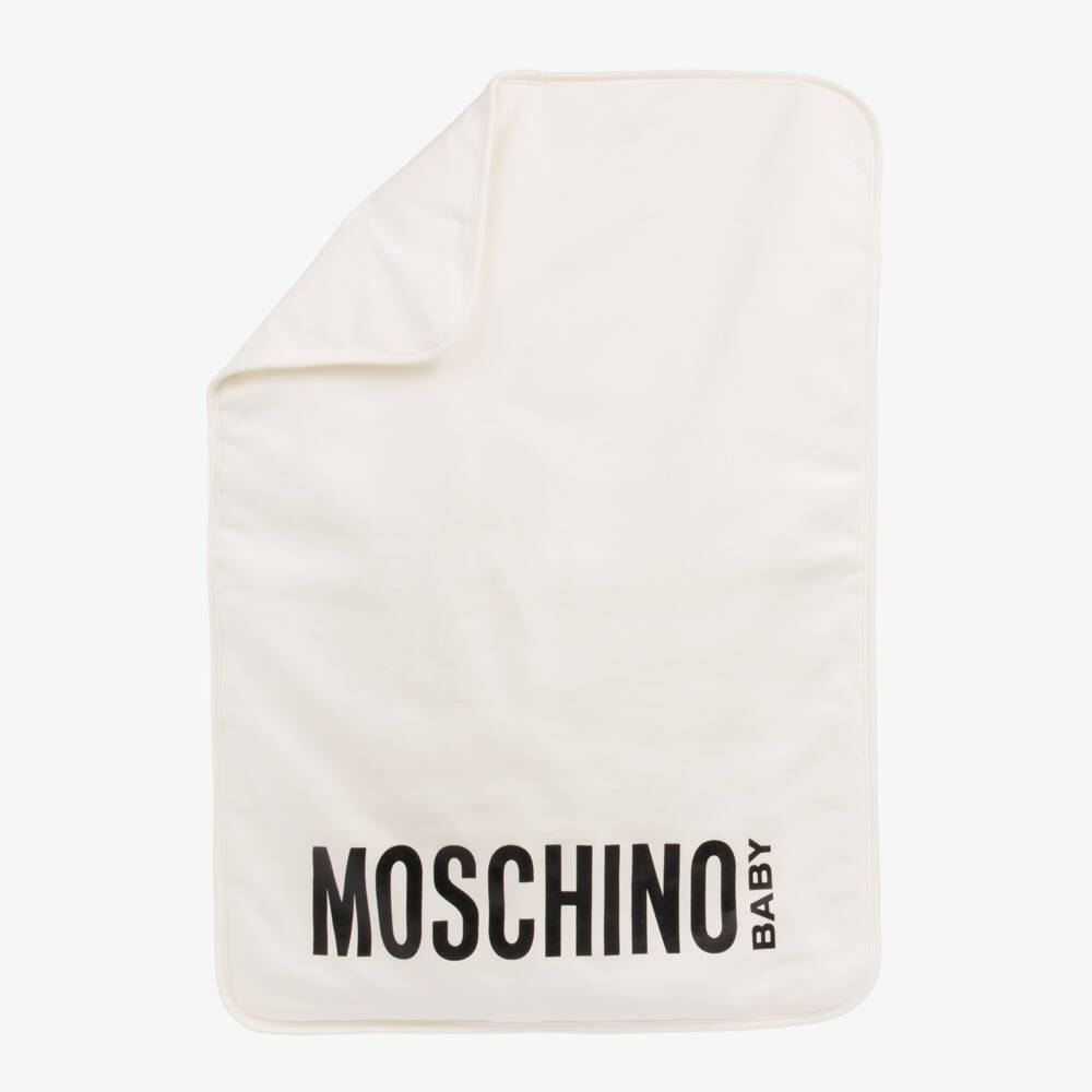 Moschino-Ivory Cotton Changing Bag with Peeking Teddy Bear (42cm) | Childrensalon