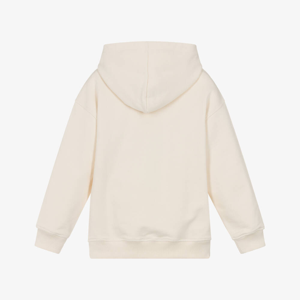 Moschino-Ivory Cotton Graffiti Teddy Bear Hoodie | Childrensalon