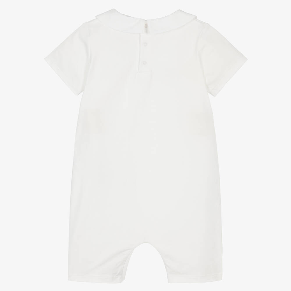 Moschino-Ivory Cotton Shortie with Playful Teddy Bear Logo Print | Childrensalon