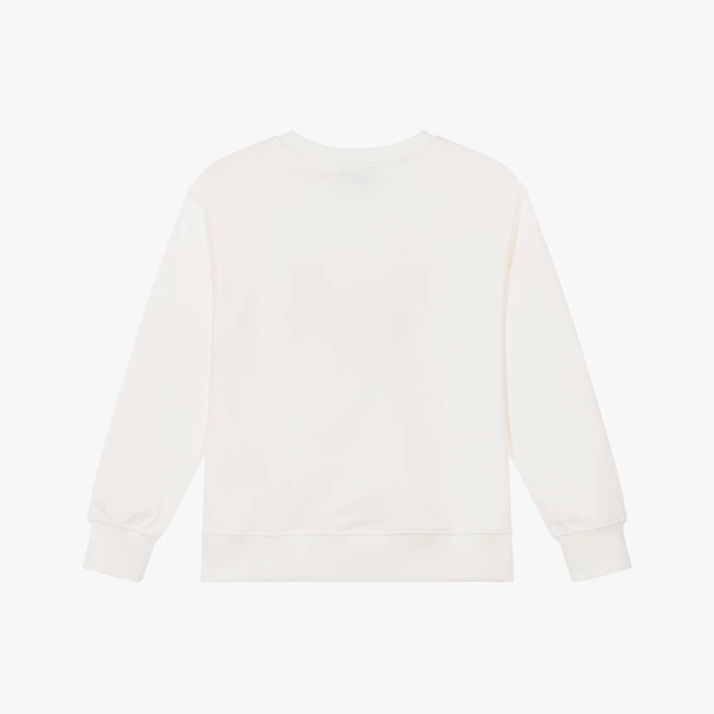 Moschino-Ivory Cotton Sweatshirt with Popcorn Graphic | Childrensalon