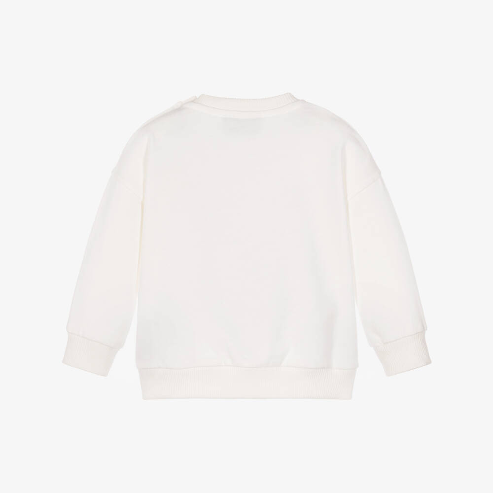Moschino-Ivory Cotton Sweatshirt with Popcorn Graphic | Childrensalon