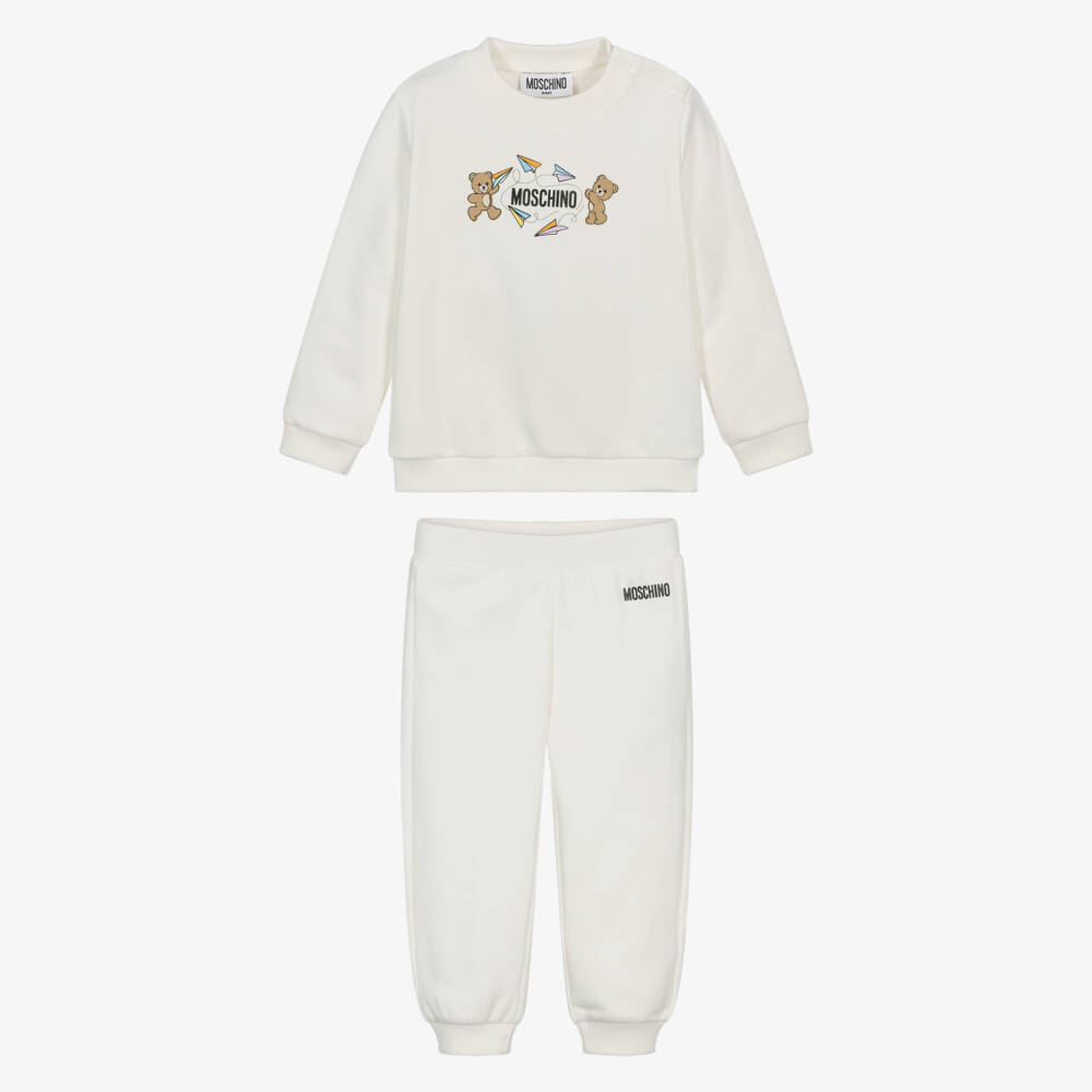 Moschino-Ivory Cotton Tracksuit with Teddy Bears & Paper Planes | Childrensalon