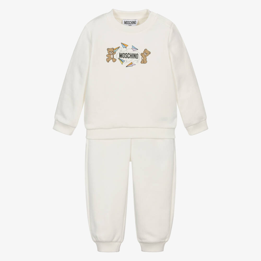Moschino-Ivory Cotton Tracksuit with Teddy Bears & Paper Planes | Childrensalon