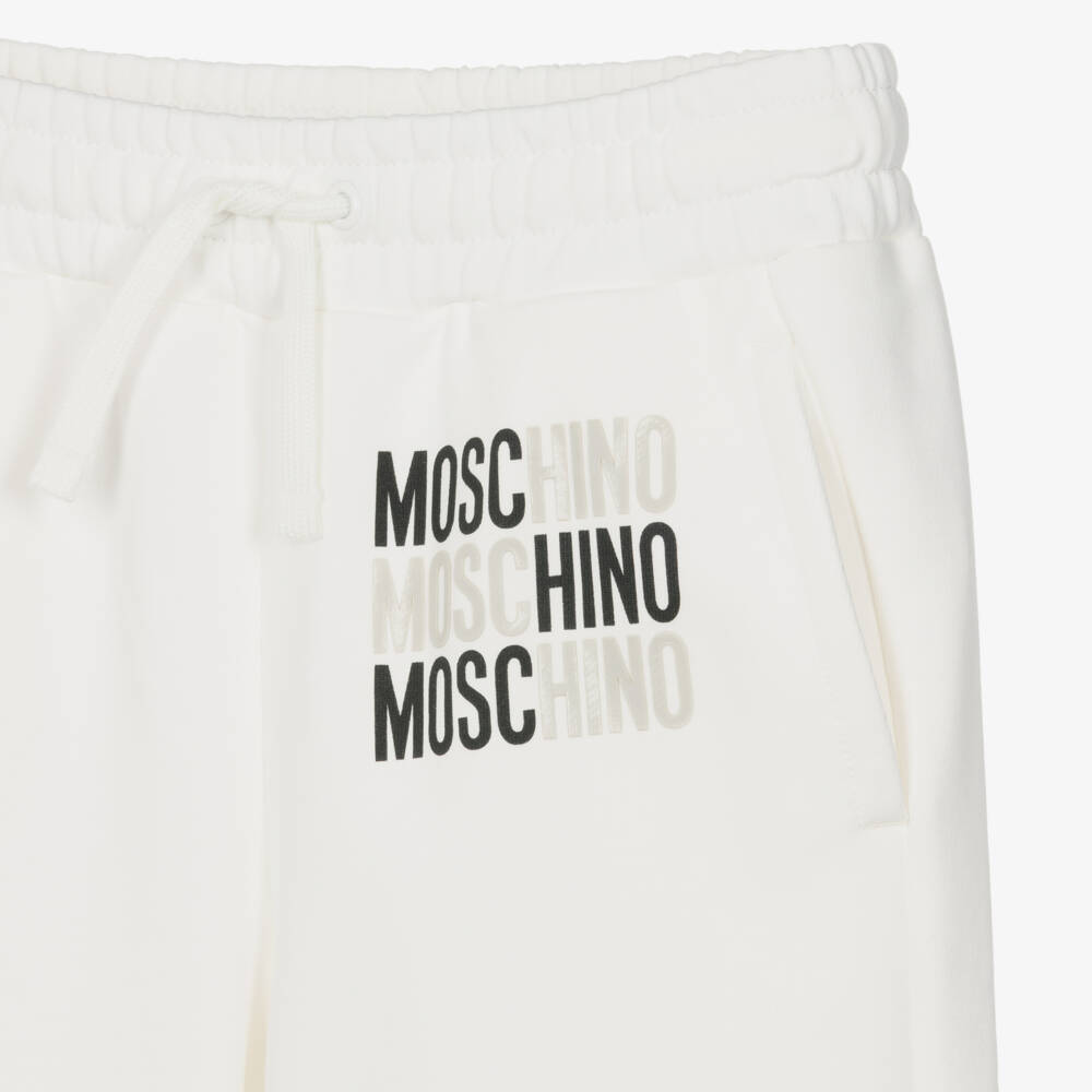 Moschino-Ivory Cotton Triple Logo Joggers | Childrensalon