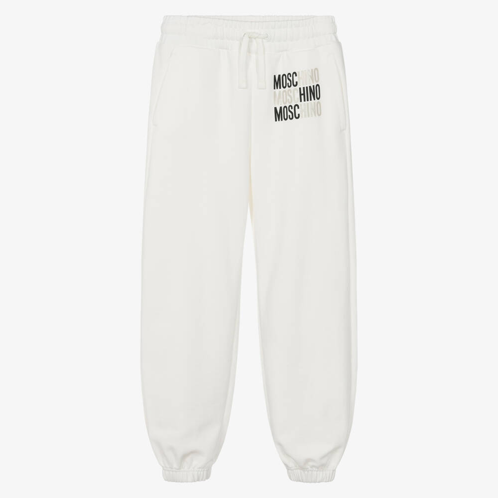 Moschino-Ivory Cotton Triple Logo Joggers | Childrensalon