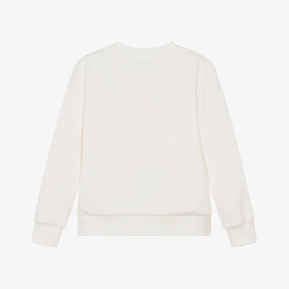 Moschino-Ivory Cotton Triple Stacked Logo Sweatshirt | Childrensalon