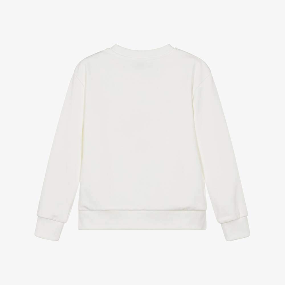 Moschino-Ivory Cotton Triple Stacked Logo Sweatshirt | Childrensalon
