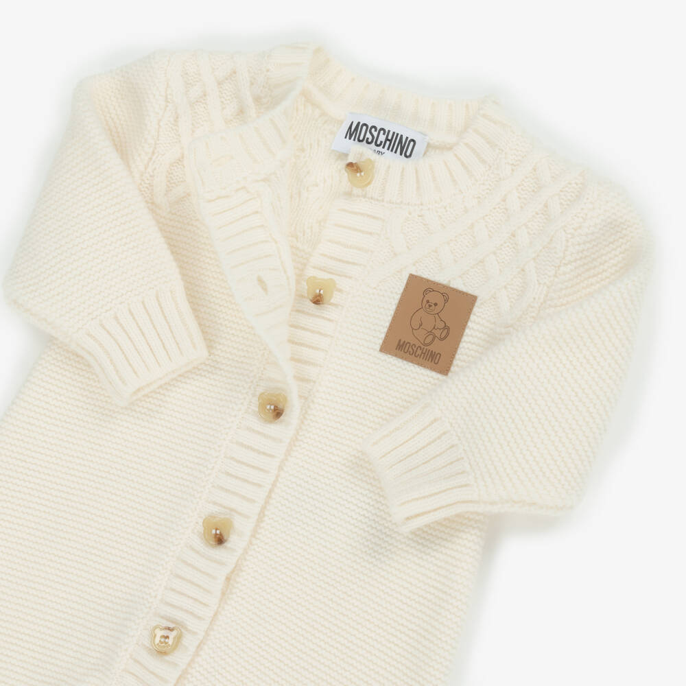 Moschino-Ivory Knitted Wool Romper  | Childrensalon