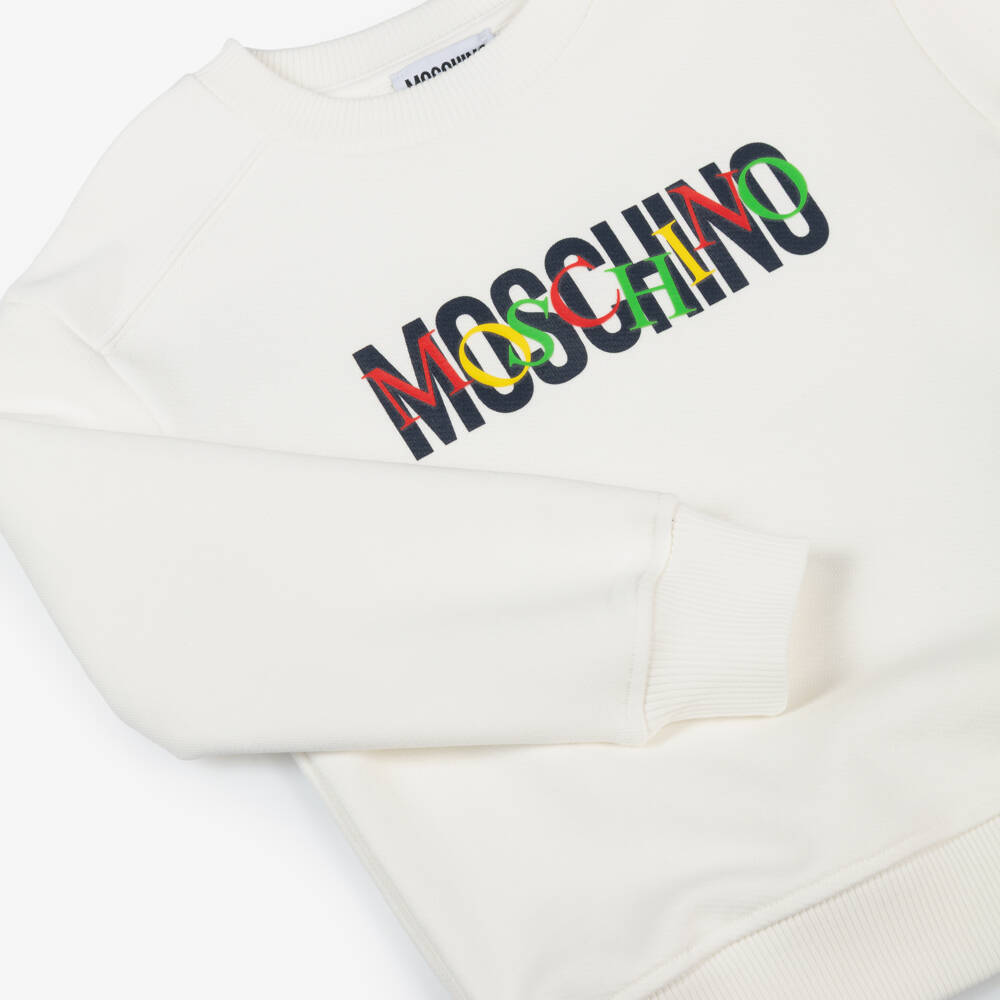 Moschino-Ivory Multicolour Logo Cotton Jersey Tracksuit | Childrensalon
