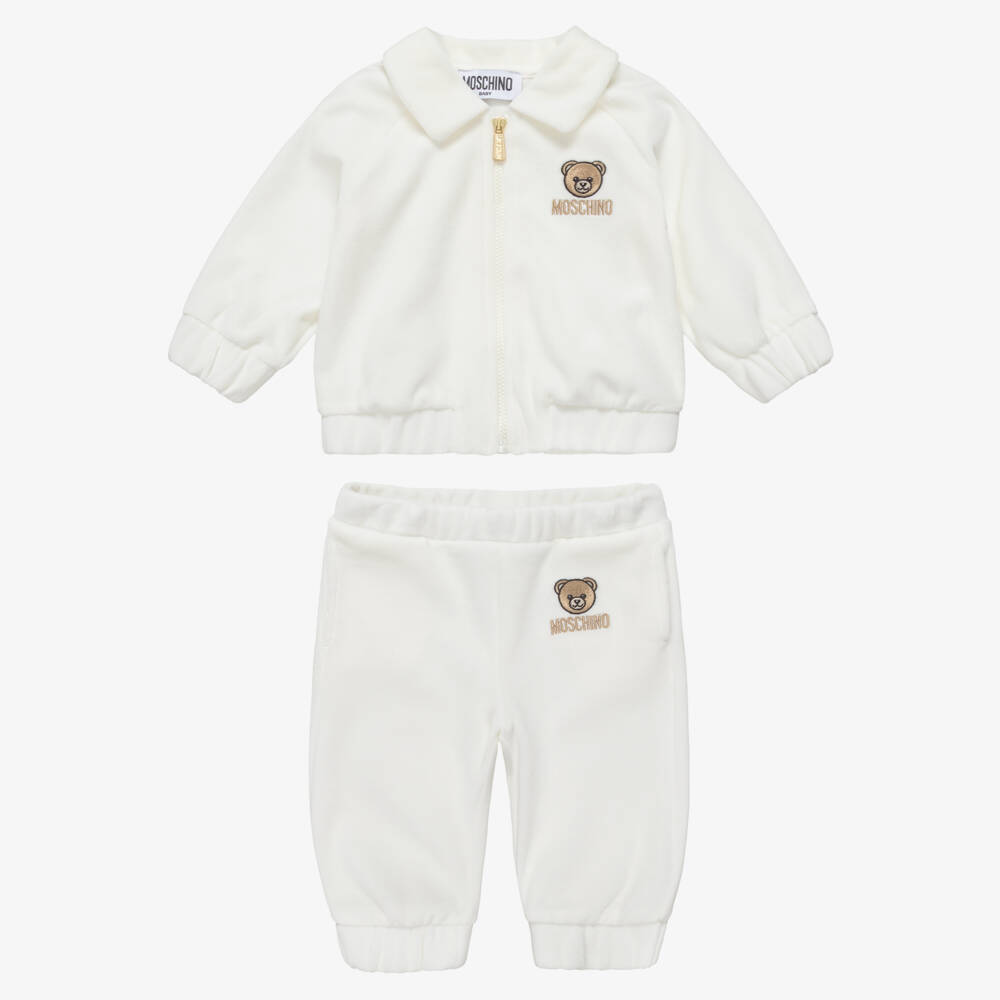 Moschino-Ivory Teddy Bear Velour Tracksuit | Childrensalon