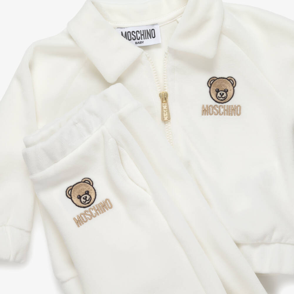 Moschino-Ivory Teddy Bear Velour Tracksuit | Childrensalon