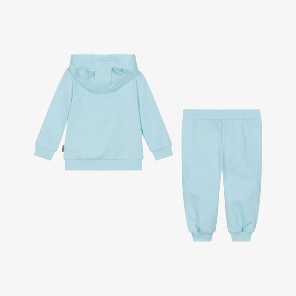 Moschino-Light Blue Cotton Teddy Bear Tracksuit | Childrensalon