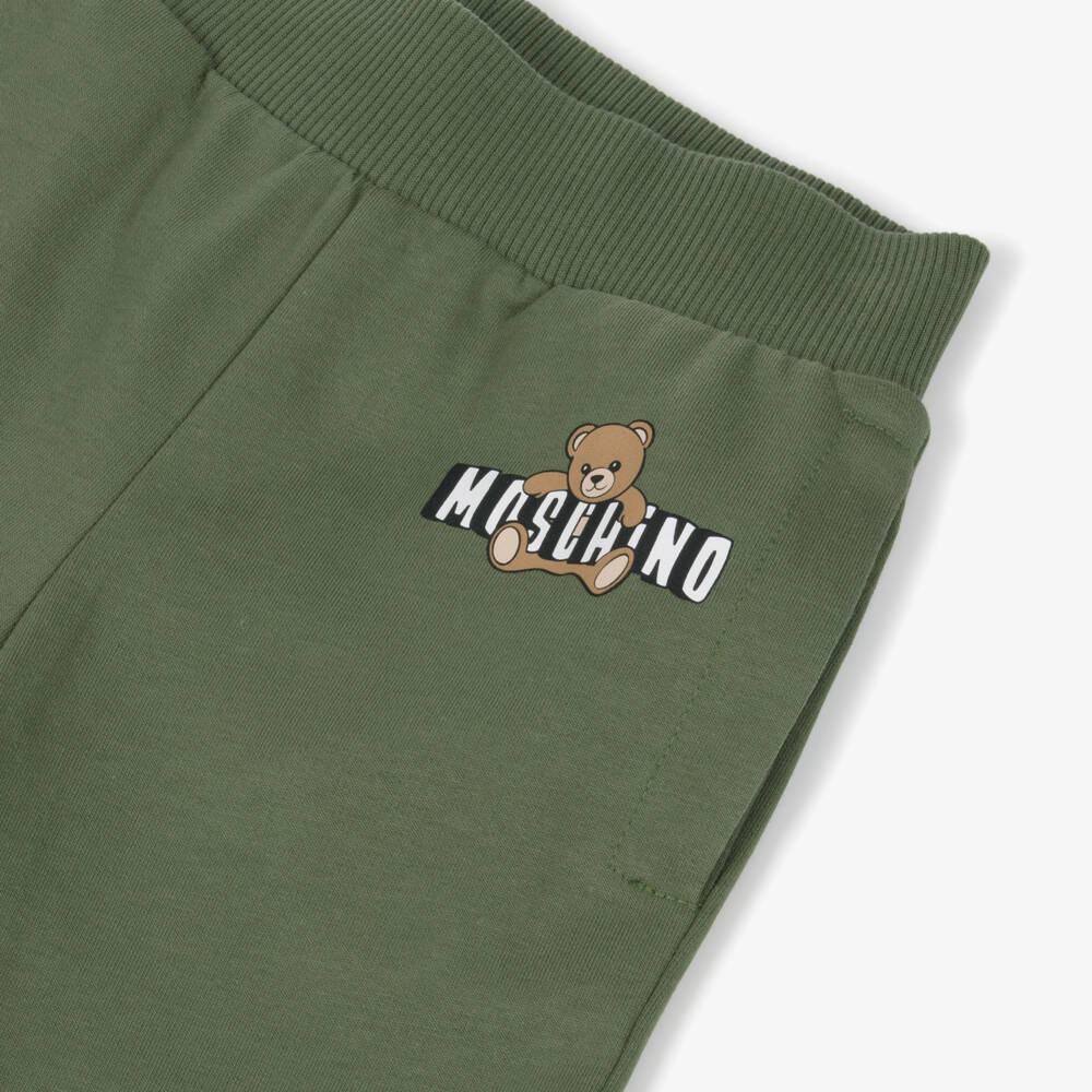 Moschino-Джоггеры хаки зеленые хлопковые с мишкой | Childrensalon