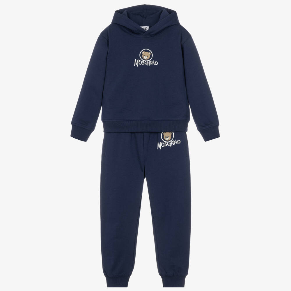 Moschino-Navy Blue Bear Graphic Tracksuit in Cotton Jersey | Childrensalon