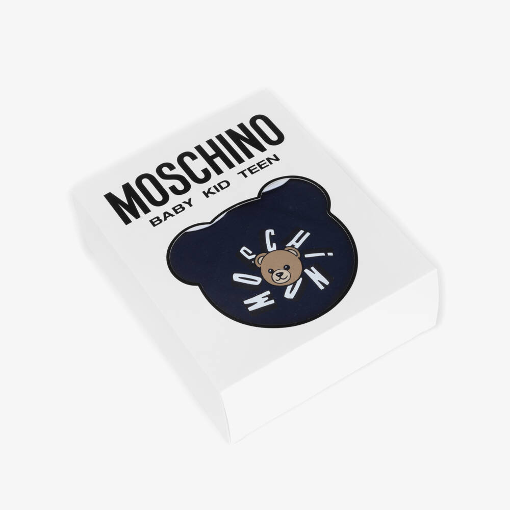 Moschino-Navy Blue Cotton Jersey Babysuit & Hat Set | Childrensalon