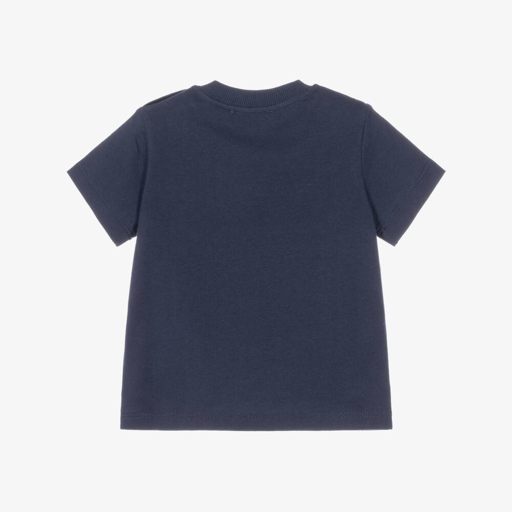 Moschino-Navy Blue Cotton Jersey T-Shirt with Teddy Bear Logo | Childrensalon