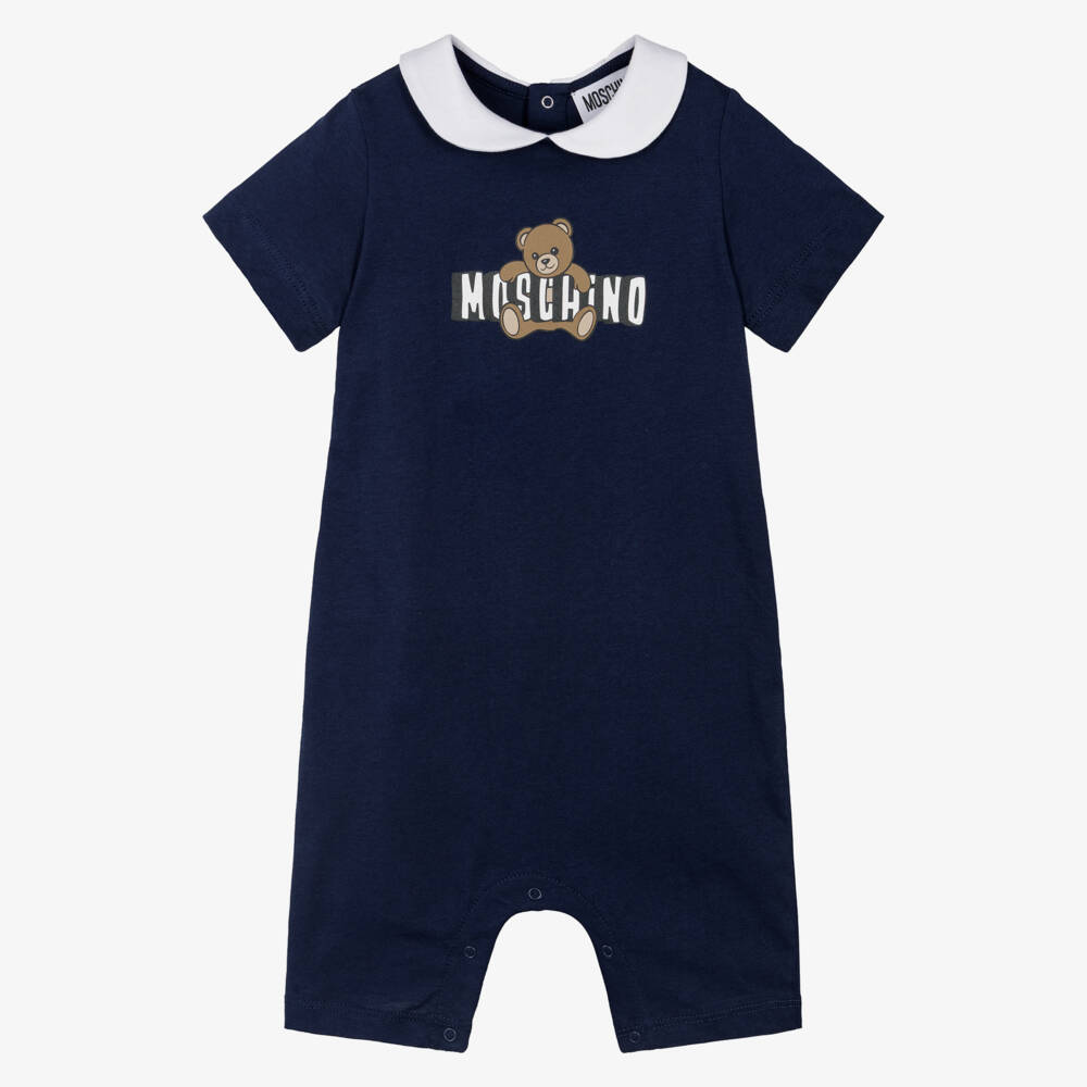 Moschino-Navy Blue Cotton Shortie with Moschino Teddy Bear Motif | Childrensalon