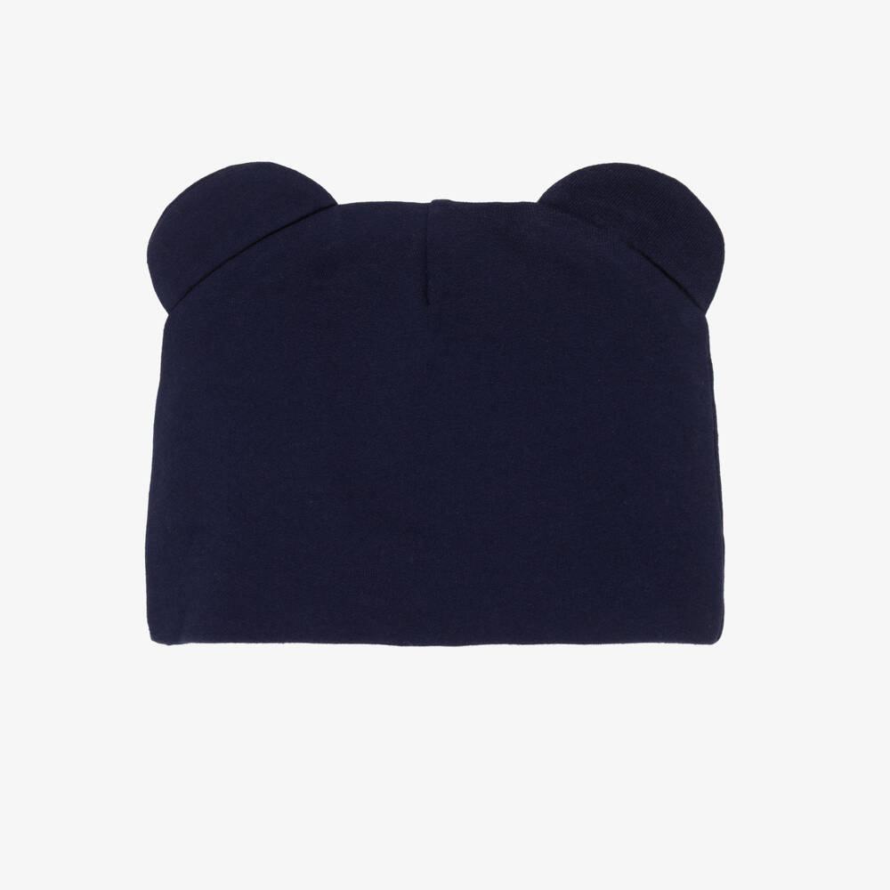 Moschino-Navy Blue Cotton Teddy Bear Hat | Childrensalon