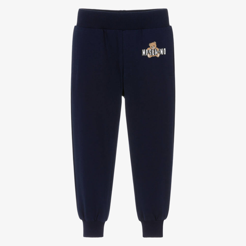 Moschino-Navy Blue Cotton Teddy Bear Joggers | Childrensalon