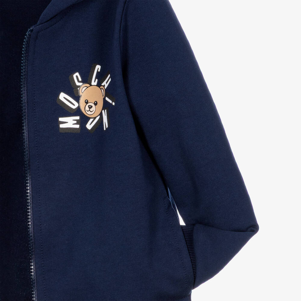 Moschino-Navy Blue Cotton Teddy Bear Logo Tracksuit | Childrensalon