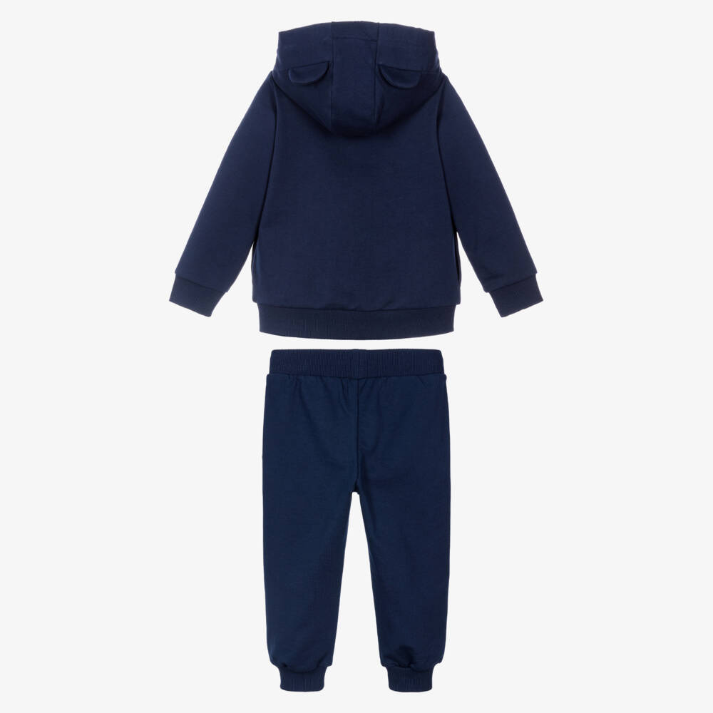 Moschino-Navy Blue Cotton Teddy Bear Logo Tracksuit | Childrensalon