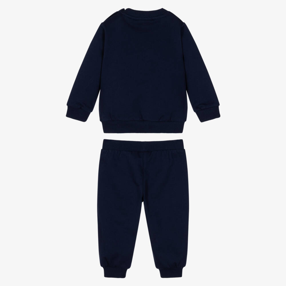 Moschino-Navy Blue Cotton Teddy Bear Tracksuit | Childrensalon