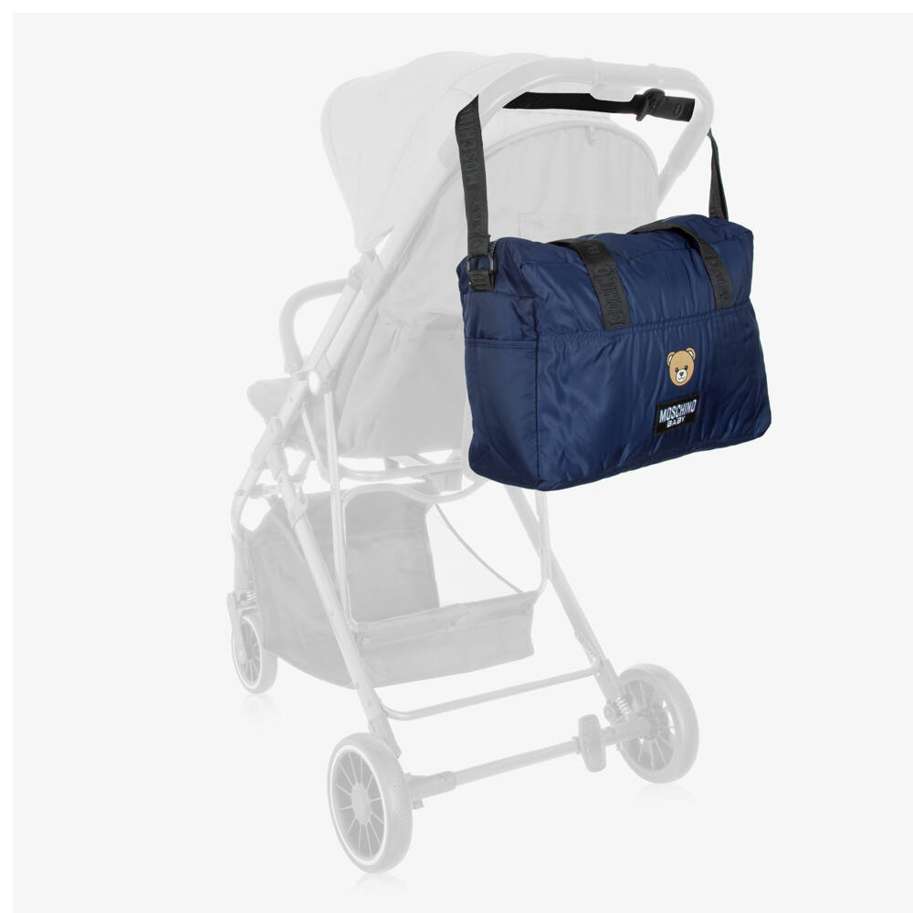 Moschino-Navy Blue Moschino Teddy Bear Changing Bag (40cm) | Childrensalon