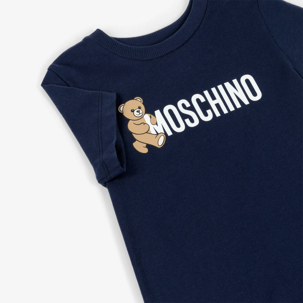 Moschino-تيشيرت بشعار دب تيدي قطن لون كحلي | Childrensalon