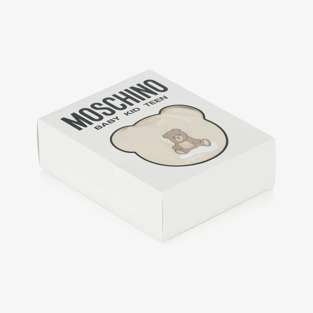Moschino-Pale Beige Cotton Teddy Bear Hat & Shortie Set | Childrensalon