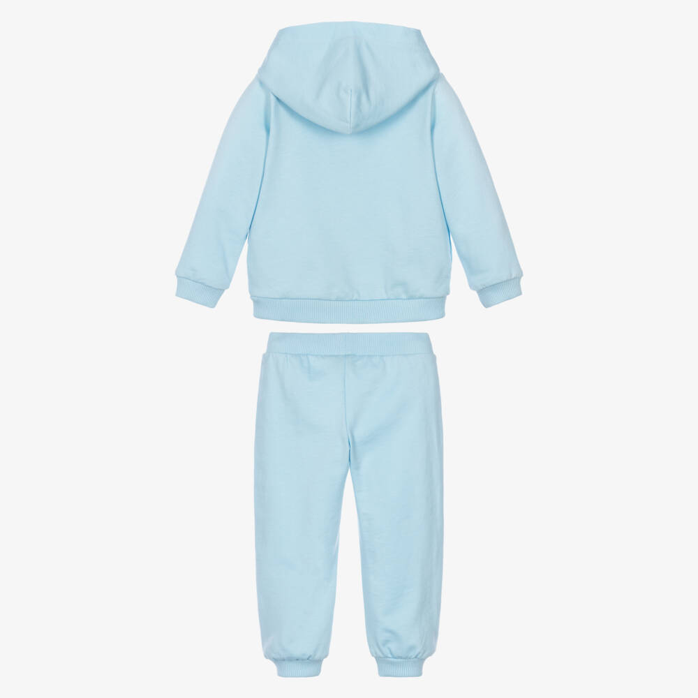 Moschino-Pale Blue Cotton Jersey Circular Logo Tracksuit | Childrensalon