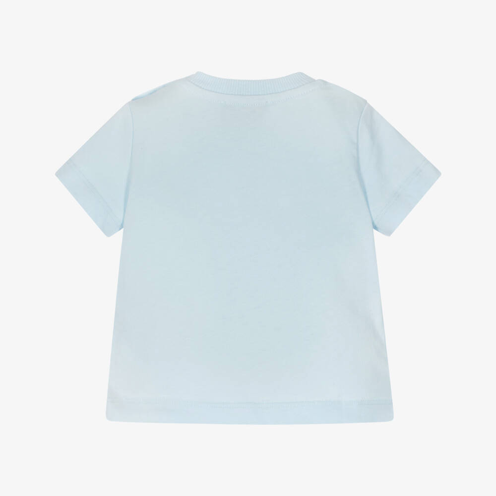 Moschino-Pale Blue Cotton Teddy Bear T-Shirt | Childrensalon