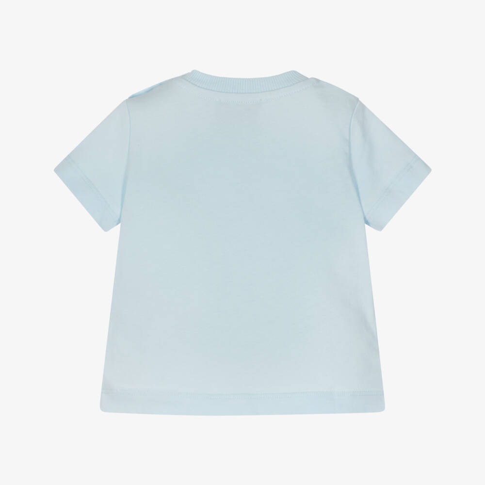 Moschino-Pale Blue Cotton Teddy Bear T-Shirt | Childrensalon