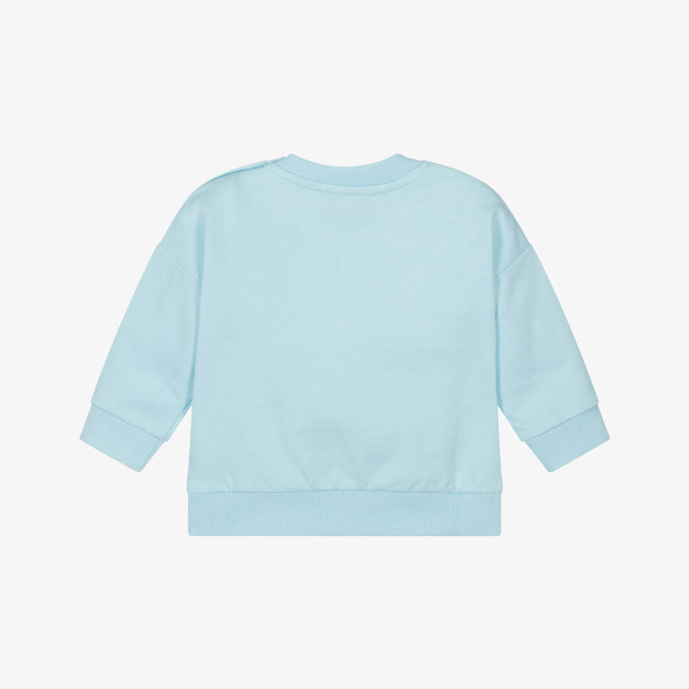 Moschino-سويتشيرت بطبعة وحش ودب قطن لون أزرق فاتح | Childrensalon