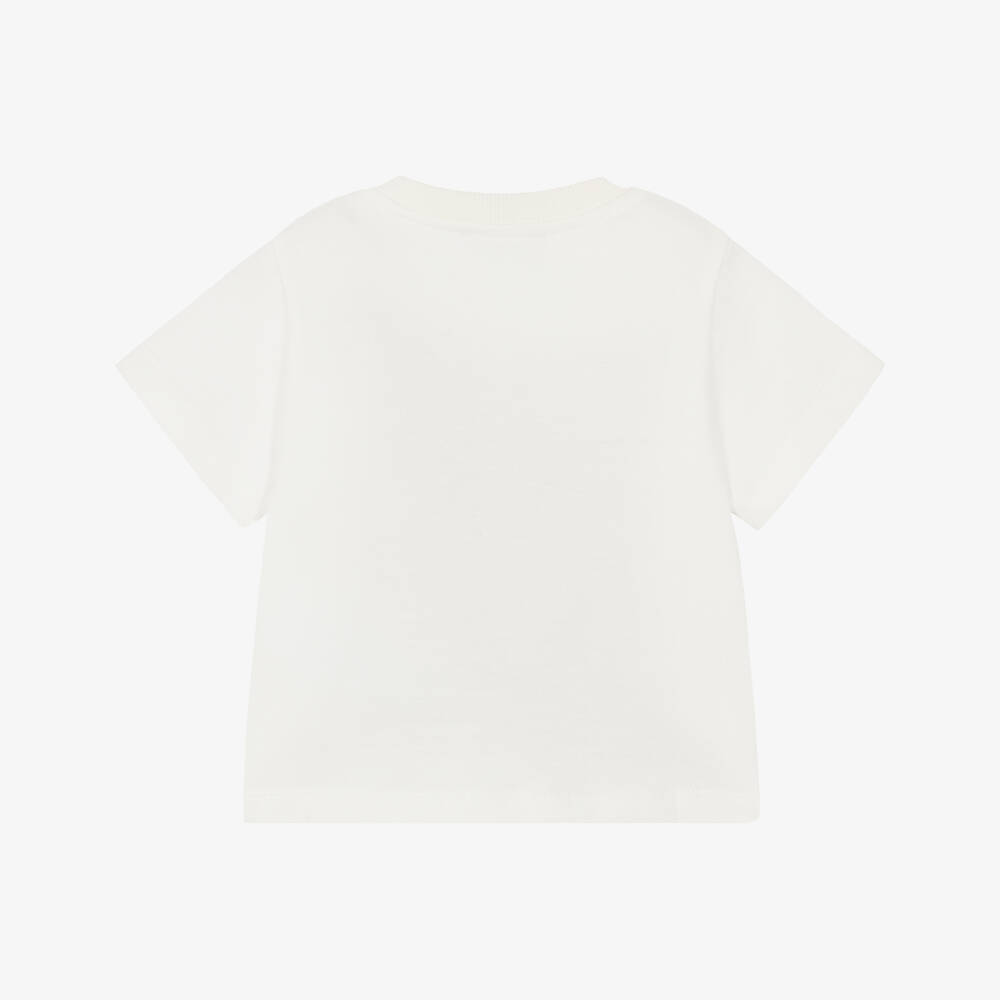 Moschino-Pale Ivory Cotton Pique Teddy Bear T-Shirt | Childrensalon