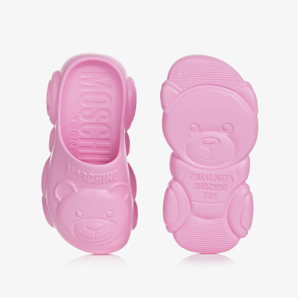 Moschino-Pink Teddy Bear Clogs | Childrensalon