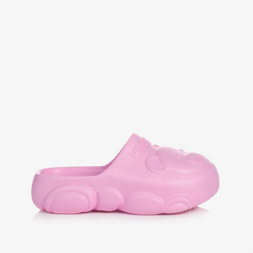 Moschino-Pink Teddy Bear Clogs | Childrensalon