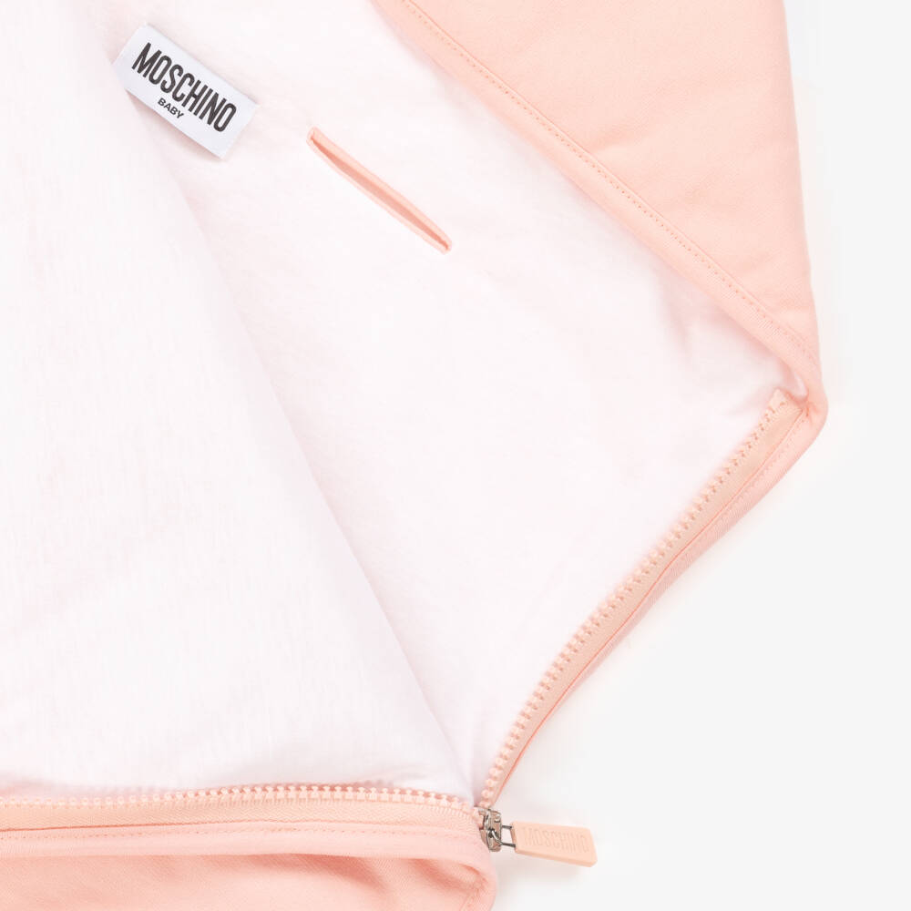 Moschino-Pink Teddy Bear Logo Cotton Nest (76cm) | Childrensalon