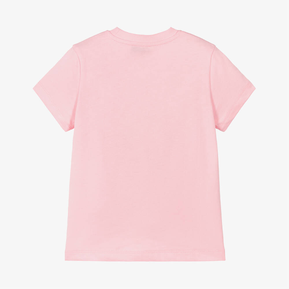 Moschino-Pink Teddy Bear Logo Cotton T-Shirt | Childrensalon