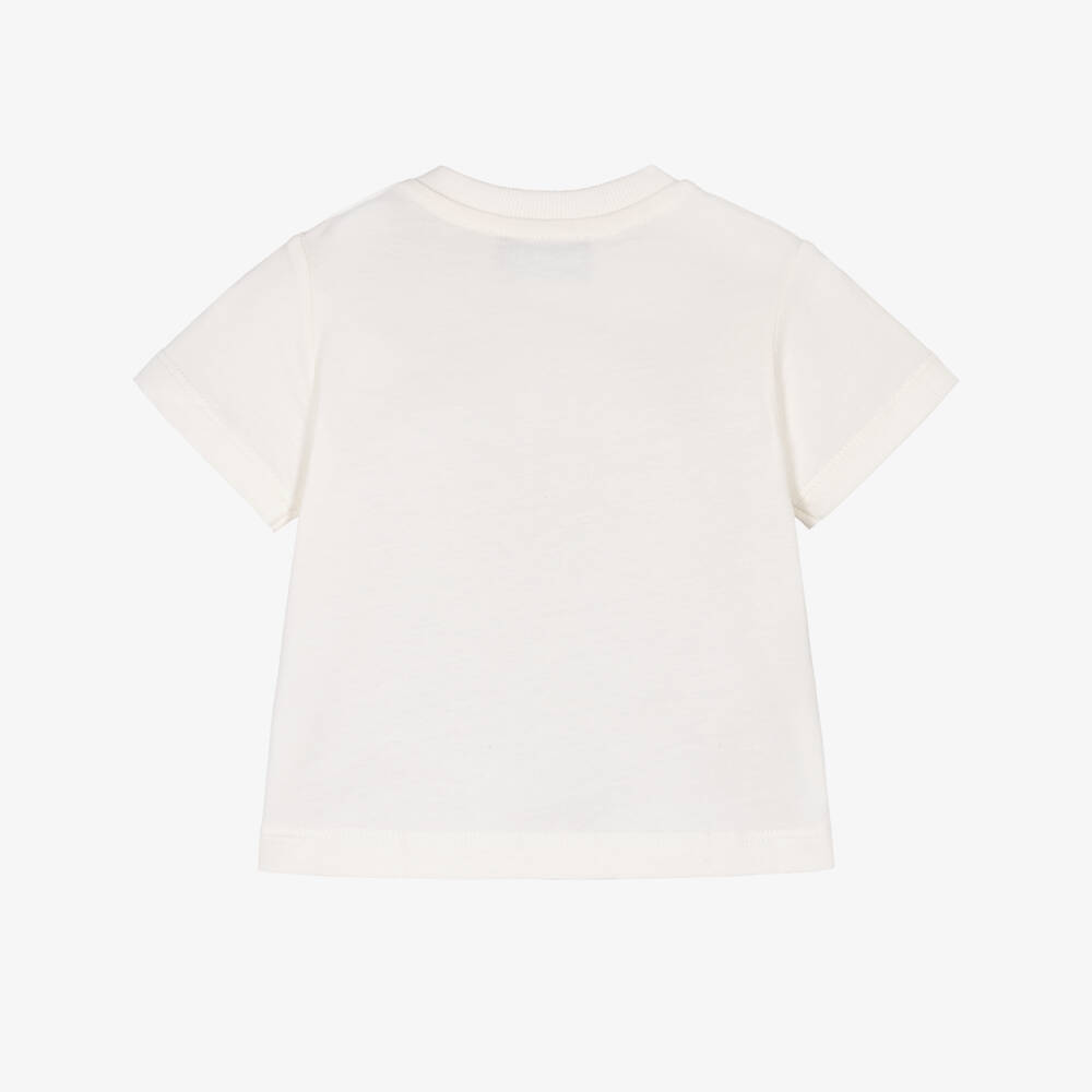 Moschino-Popcorn Teddy Bear T-Shirt in Ivory | Childrensalon
